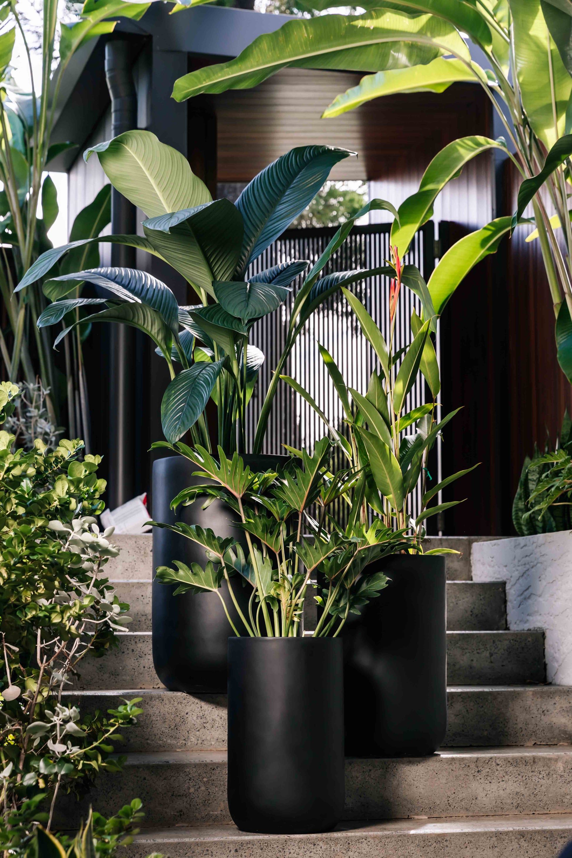 trio of outdoor plant pots The Trio Harmony – The Concrete Jungle