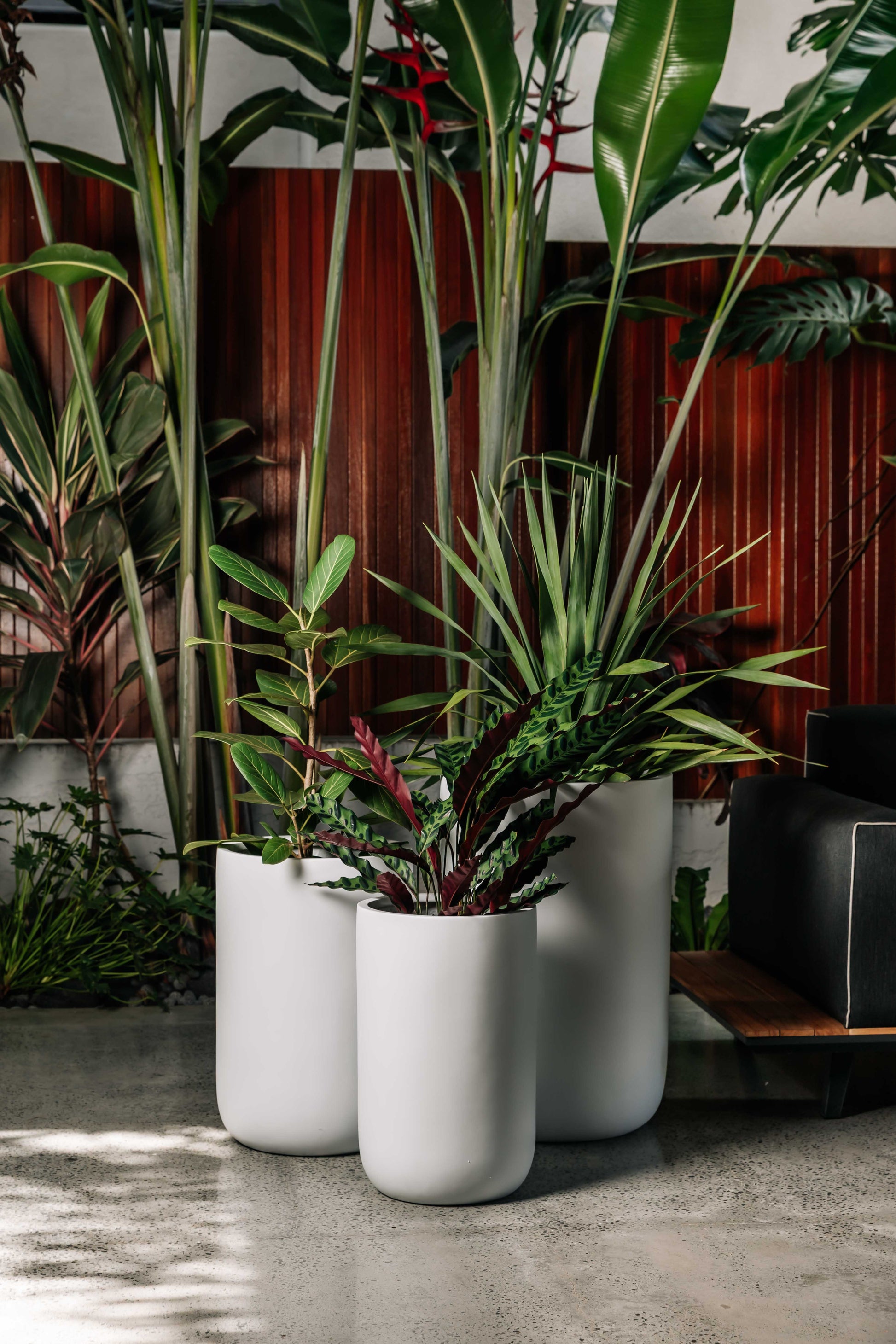 trio of outdoor plant pots The Trio Harmony – The Concrete Jungle